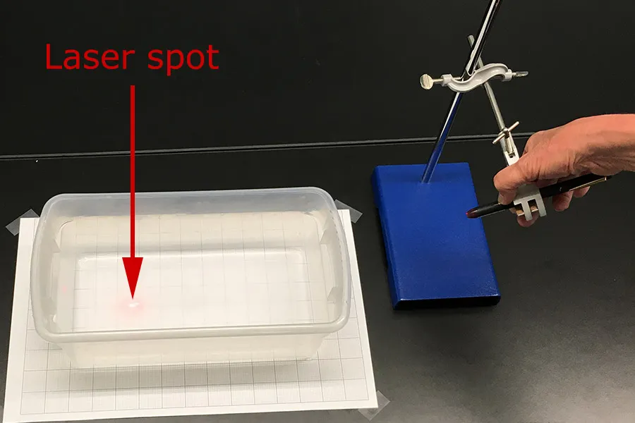 Position of laser spot with empty tub
