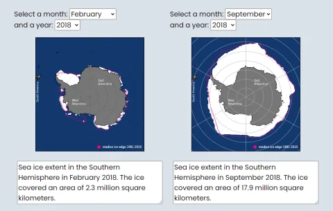 Compare Maps of Antarctic Sea Ice Extent Side-by-Side